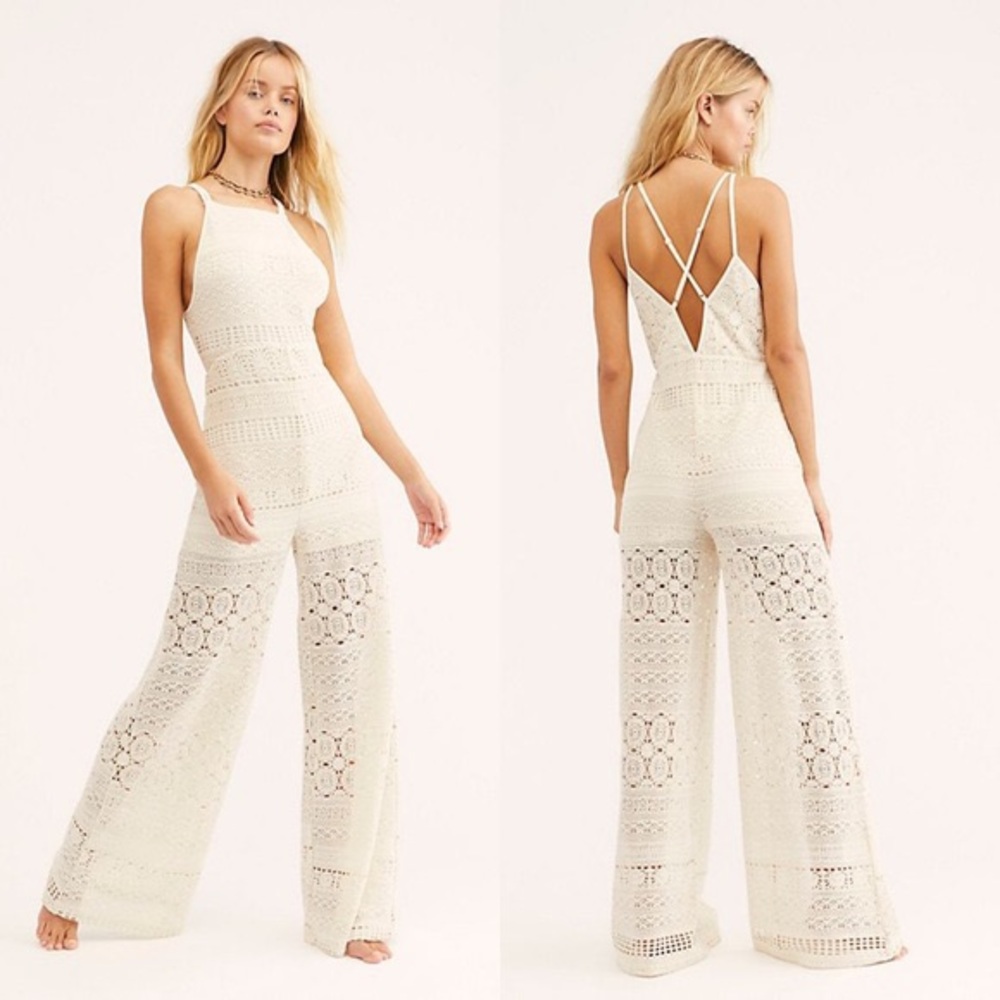 FREE PEOPLE Moon Bay Crochet One-Piece Jumpsuit
